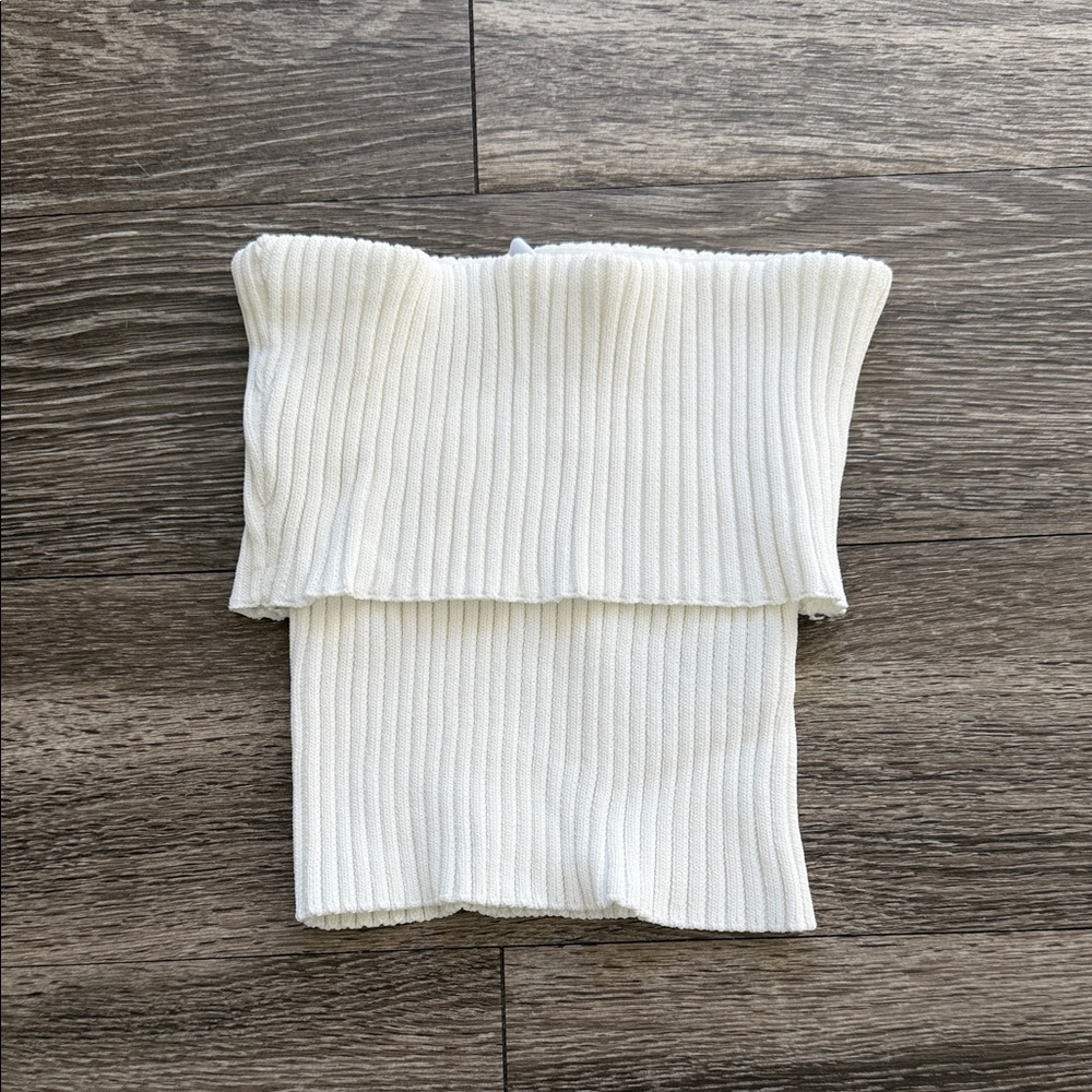 Zara White Ribbed Crop Top